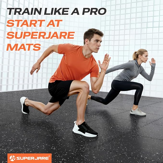 SUPERJARE 0.56'' Thick 6 Pcs 24 Sq Ft Rubber Top Exercise Equipment Mats - Image 3
