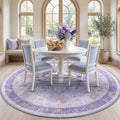 RELEANY Area Rugs Round 7ft Washable Non-Slip, Floral Vintage Distress by RELEANY