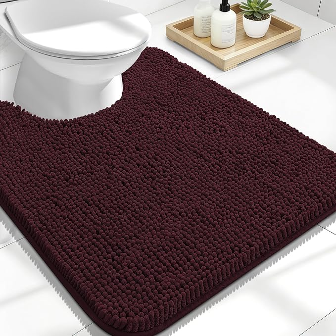 OLANLY Toilet Rugs U-Shaped 24x20, Extra Soft Absorbent Chenille Contour by OLANLY