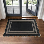 LIVEBOX Scalloped Easy Jute 2x3 Front Door Mat Black Kitchen Rug, Washable - Image 9