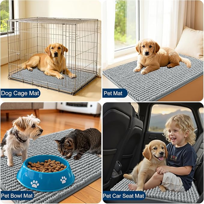 OLANLY Dog Door Mat for Muddy Paws 30x20, Ultra Absorbent Chenille Mud Doormat - Image 7