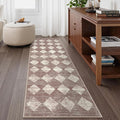 Checkered Kitchen Runner Rug 2x6 Beige, Non Slip Washable Hallway Bathroom by Lahome