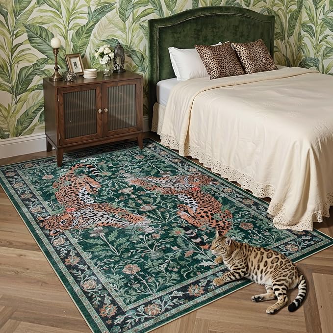 Moynesa Leopard 5x7 Area Rug, Boho Washable Living Room Rug, Non Slip Rugs - Image 7