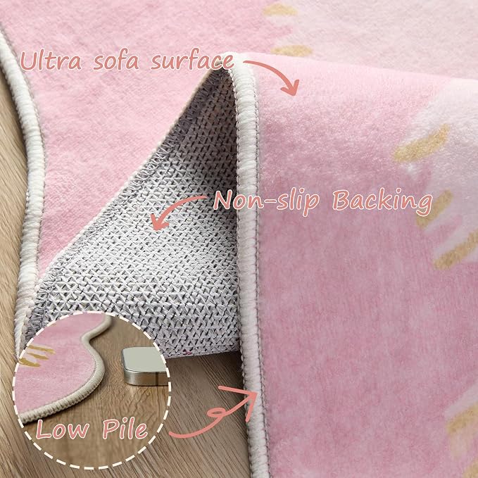 Latte&Fog Pink 6ft Round Area Rug - Image 5