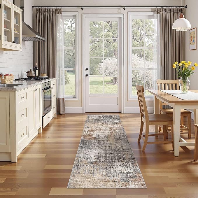 DMOYEST Washable Runner Rug for Hallway: 2x6 Neutral Modern Abstract Low Pile - Image 5