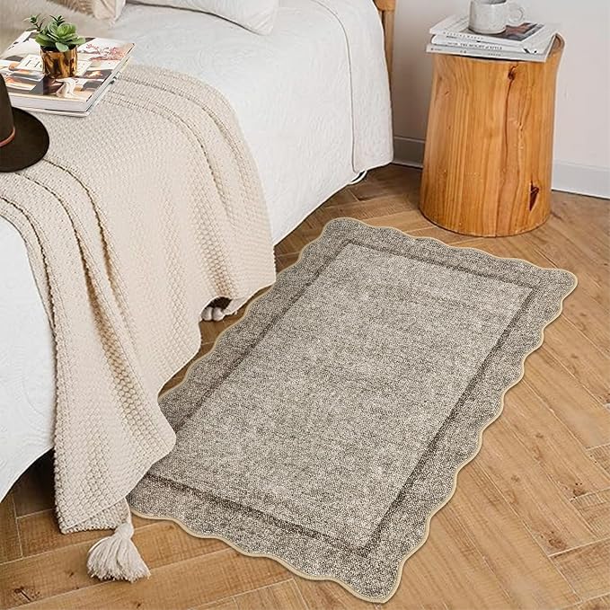 GarveeHome Small Area Rug 2x3 Modern Scalloped Entry Rug Solid Color Kitchen by GarveeHome
