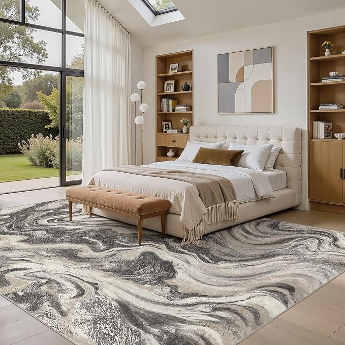 DMOYEST 9x12 Area Rug for Living Room:Washable Modern Neutral Abstract Rug - Image 6