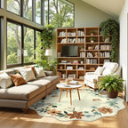 Lahome Floral Washable Round Area Rug, Round Rug 5ft Soft Non-Slip, - Image 2