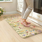 KIMODE Kitchen Mats for Floor Anti Fatigue, Boho Flower Kitchen Rug, Cushioned by StayinComfortCookwithJoy