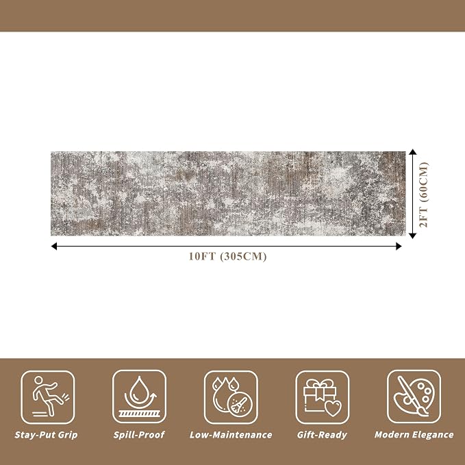 2x10 Washable Hallway Runner Rug – Non-Slip Stain-Resistant Low-Pile Long - Image 2