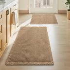 Upgraded Waffle Bath Mat Set of 2, Super Absorbent Non Slip Bath Mats by AMOAMI