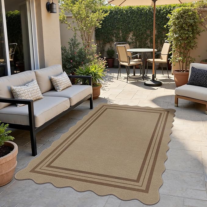 Modern Easy Jute 4x6 Outdoor Patio Rug, Washable Indoor Brown Kitchen Rugs - Image 3