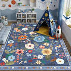 RELEANY Floral 6x9 Area Rugs Washable Print Boho Cute Carpet Non Slip Flower by RELEANY