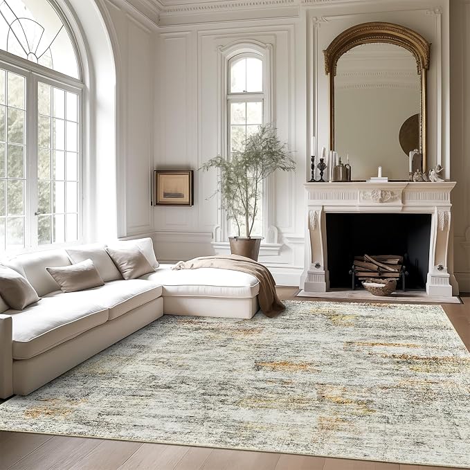 Soalmost 9x12 Area Rugs for Living Room, Non Slip Machine Washable Vintage Rugs - Image 7