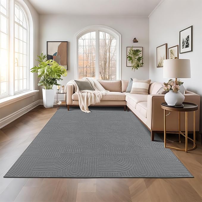 Pauwer 8x10 Washable Area Rugs for Living Room Modern Grey Solid Color Soft - Image 7