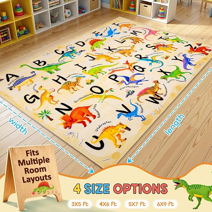 5x7 ABC Classroom Rug for Kids Playroom, Alphabet Rug - Image 2
