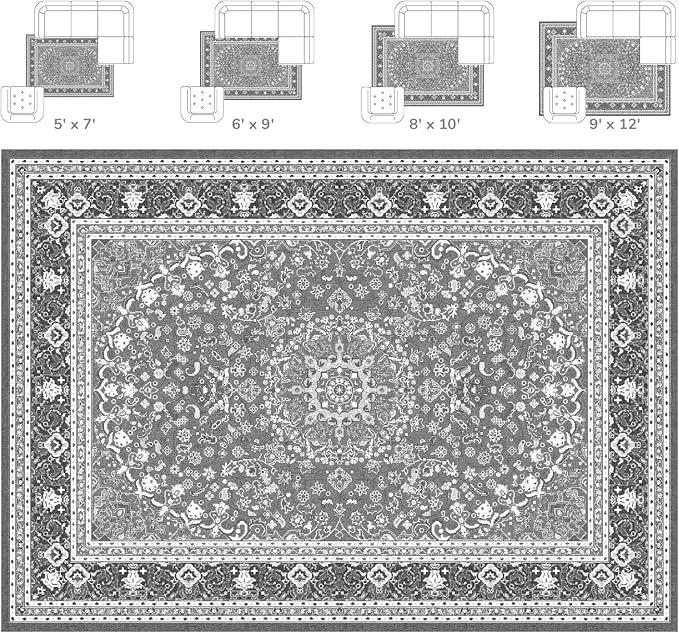 Lessymo 8 x 10 Area Rugs for Living Room, Machine Washable Area Rugs Boho Faux - Image 2