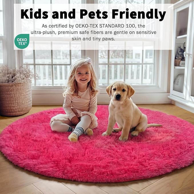 ONASAR Hot Pink Round Area Rugs 4ft - Image 4