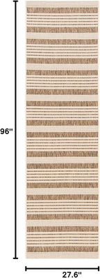 SAFAVIEH Courtyard Collection 2'3" x 8' Brown/Bone CY6062 Stripe - Image 2