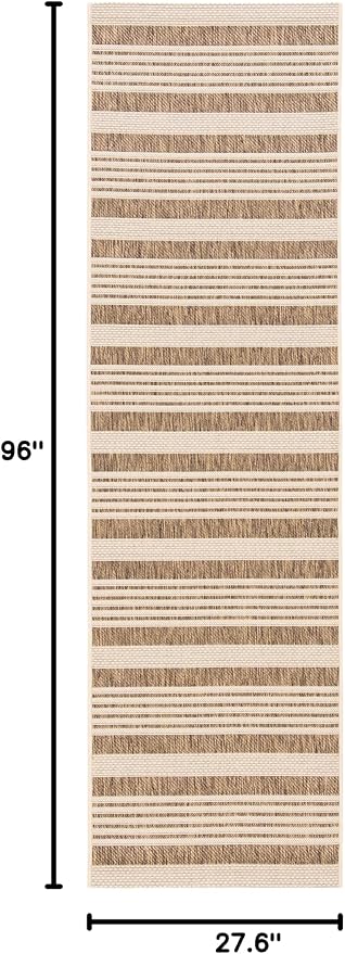 SAFAVIEH Courtyard Collection 2'3" x 8' Brown/Bone CY6062 Stripe - Image 2
