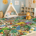 Whimsical Jungle Rug 6x9 for Kids Playroom – Cute Colorful Animal Safari Map by HazoHaus
