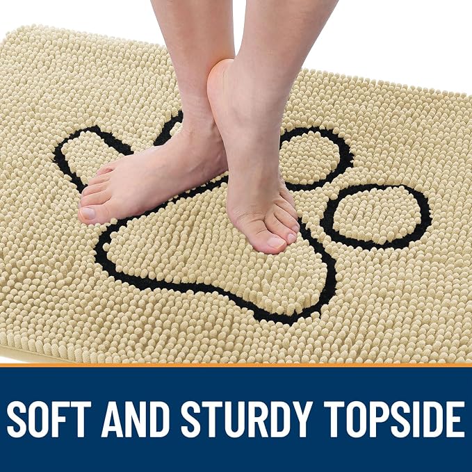 OLANLY Dog Door Mat for Muddy Paws 36x24, Paw Print Design, Absorbs Moisture - Image 4