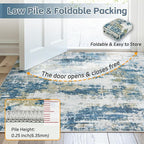 Area Rug 8x10 Living Room Rug Washable: No-Slip Abstract Soft Thin Large Blue - Image 8