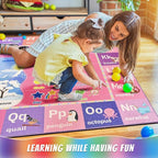 Macgace ABC Kids Rug for Playroom, 4x6 Pink Purple Washable Classroom Area Rugs - Image 2