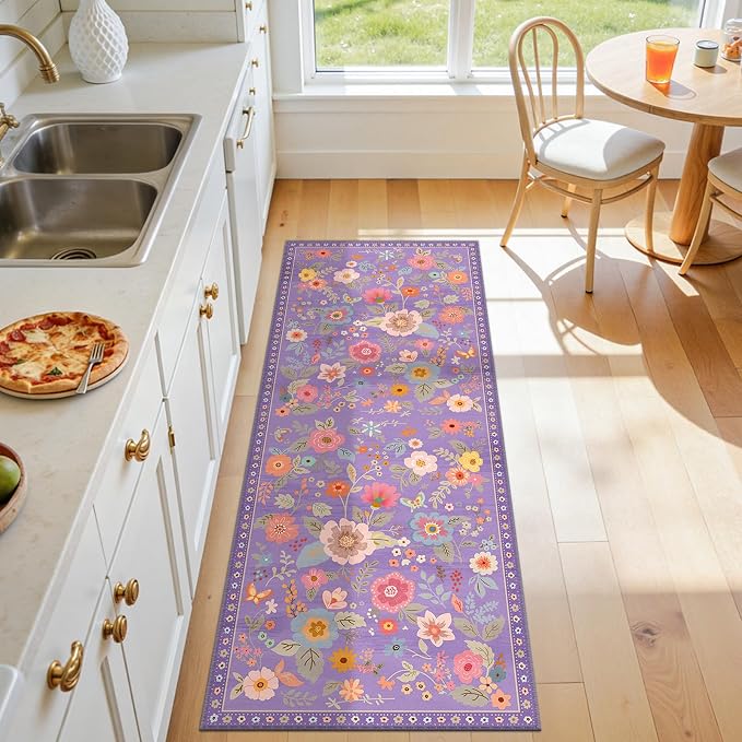 RELEANY Floral 2x5 Area Rugs Washable Print Boho Cute Carpet Non Slip Flower - Image 6