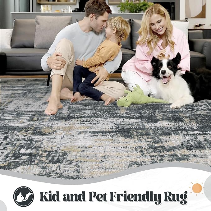 XLUEZ 5x7 Area Rugs for Living Room, Washable Modern Abstract Large Area Rug - Image 3
