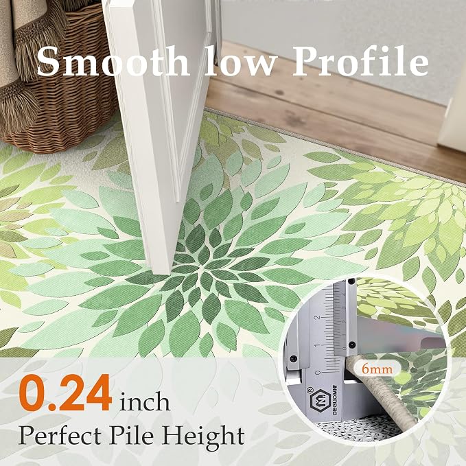 5x8 Indoor Outdoor Area Rug Washable Patio Rug Green Non Slip Non Shedding - Image 5