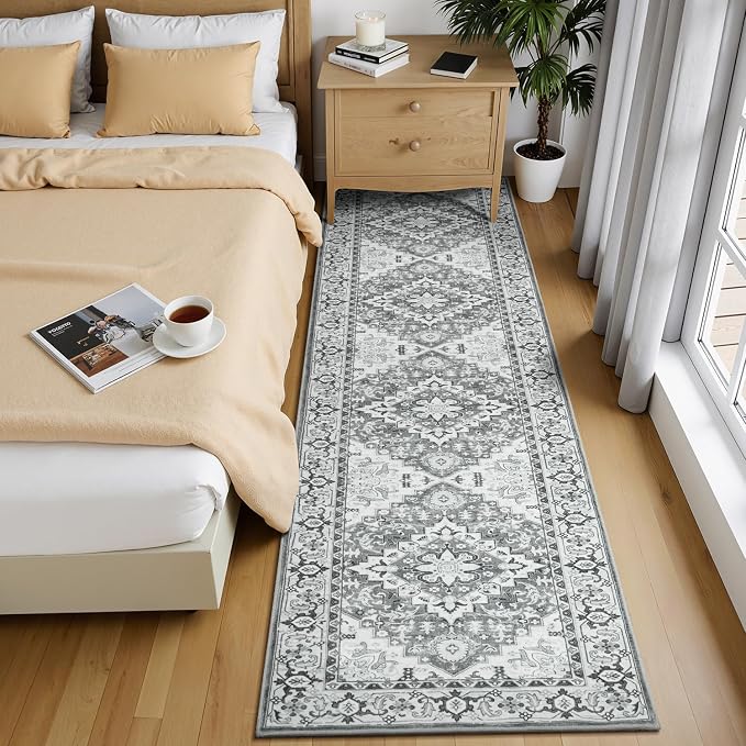 Lessymo Runner Rug for Hallway 2 x 8, Machine Washable Area Rugs Boho Faux Wool - Image 2