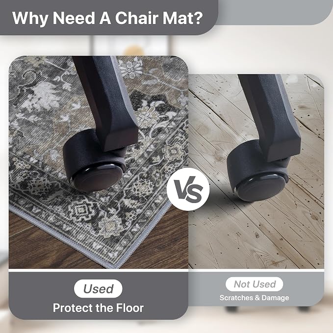 48"x60" Office Chair Mat for Hardwood Tile Floor, Under Desk Carpet Protector - Image 4
