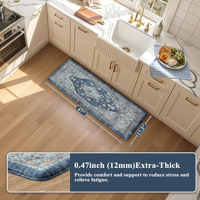 Collive Kitchen Mats for Floor, Boho Non Slip Kitchen Cushion Rug Kitchen Floor - Image 2