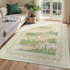 Lessymo Dining Room Rugs for Under Table, 6x9 Washable Floral Area Rug for by Lessymo