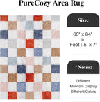 PureCozy Checkered Rug 5x7 for Living Room, Modern Rainbow Shag Rug Super Soft - Image 3