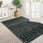 Lahome Moroccan Black Area Rug for Living Room 3x5 Non-Slip Washable Stain - Image 6