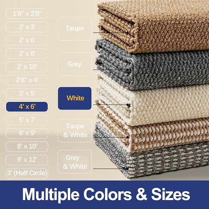 Faux Jute Area Rug 4'x6', Washable & Non-Slip, No Odor. Farmhouse Boho Style - Image 6