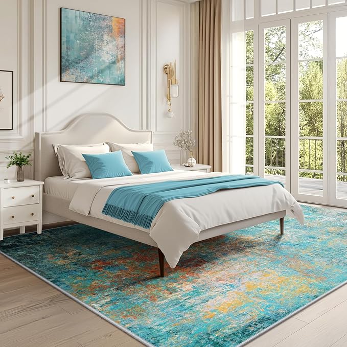 RELEANY Washable Area Rugs 10'x14 Non-Slip Modern Abstract Soft - Image 3