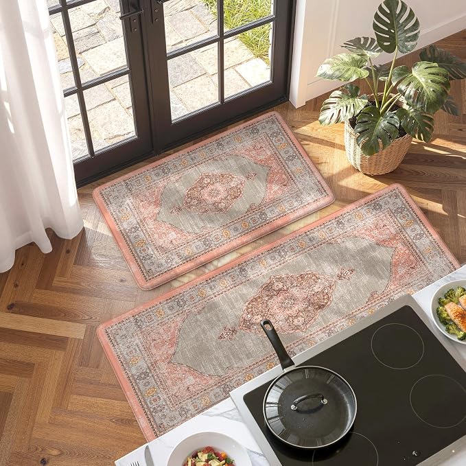 Collive Boho Kitchen Mats for Floor Cushioned, Anti Fatigue Waterproof Kitchen - Image 8