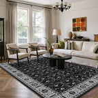 Rugxara Black Rug Area Rugs 5x7, Washable Rugs - Image 2