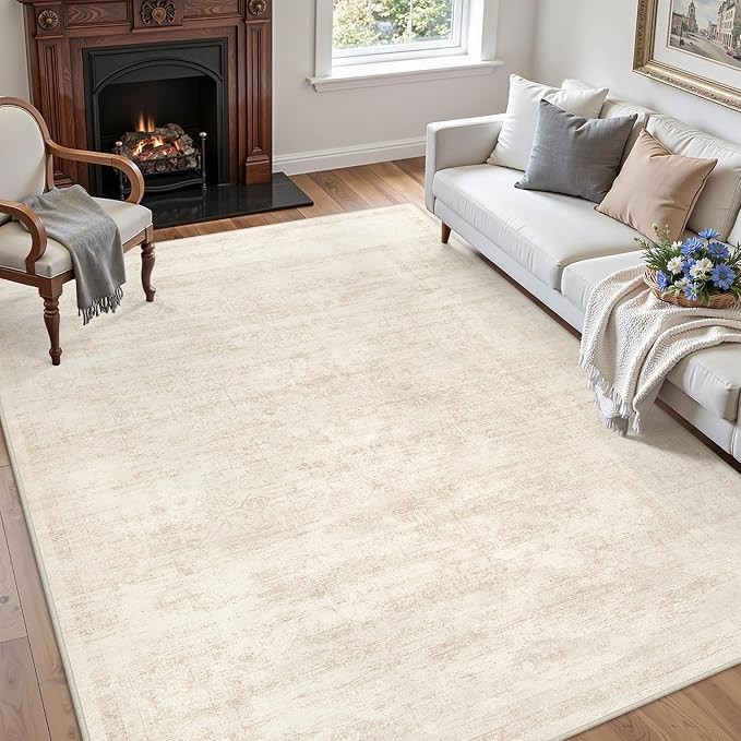 4x6 Area Rugs for Living Room: Vintage Boho Neutral Washable Rug Indoor Soft - Image 3