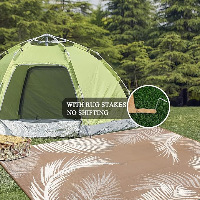 Pauwer Waterproof Outdoor Rug 8x10, Reversible Plastic Straw Patio Camping Rug - Image 6