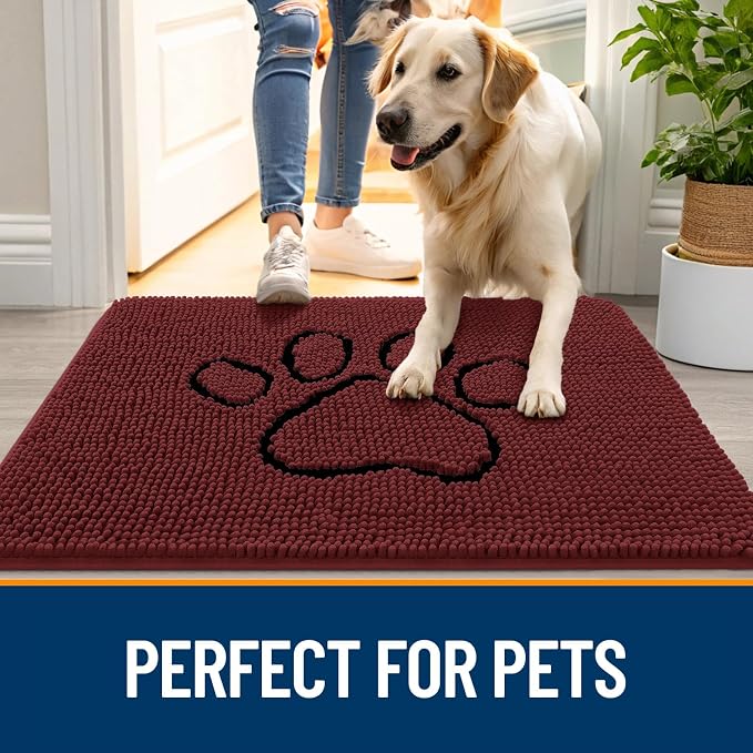 OLANLY Dog Door Mat for Muddy Paws 30x20, Paw Print Design, Absorbs Moisture - Image 6
