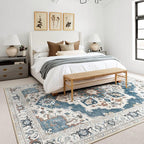 10x12 Washable Area Rug: Vintage Neutral Soft Non Slip Thin Large Floor Carpet - Image 2