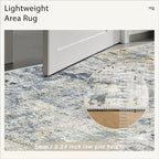 Soalmost Abstract Rug 5x7 Machine Washable Area Indoor Blue Yellow Low Pile - Image 7