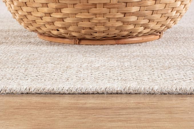 CAMILSON Easy Jute Round Rug 4ft Indoor Outdoor Off-White Color Fiber Area Rugs - Image 4