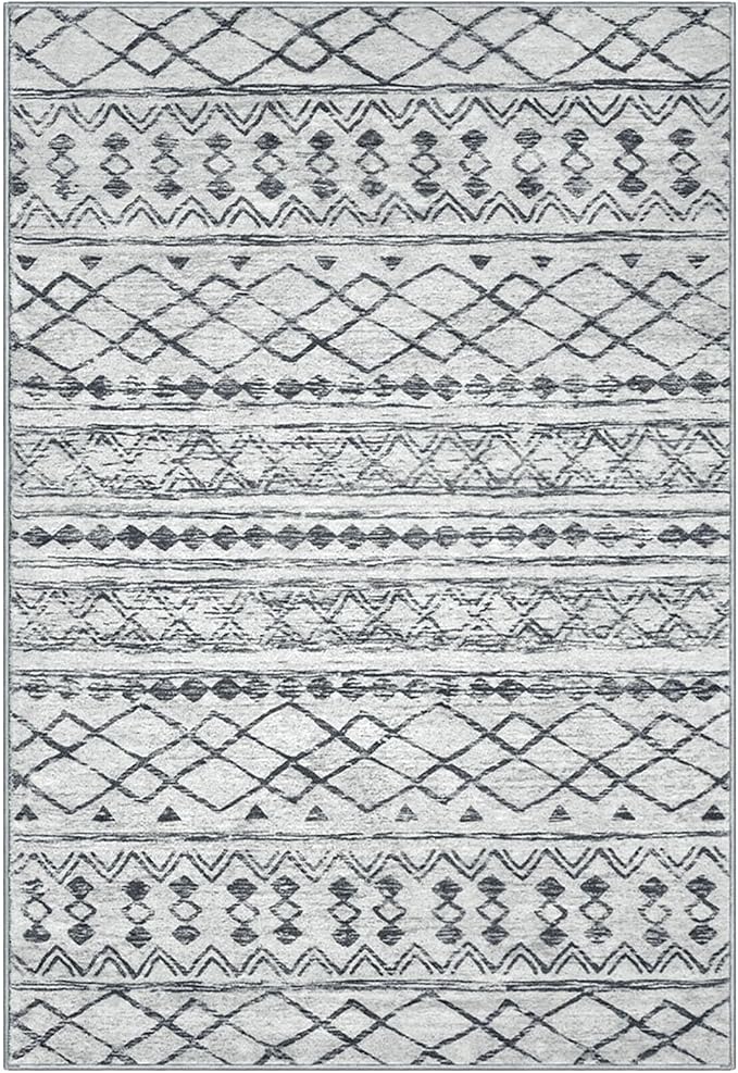 KUTA Area Rug 5x7 Grey, Washable Boho Large Living Room Moroccan Rugs Non-Slip - Image 8