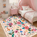 RELEANY Floral 3x5 Area Rugs Washable Print Boho Cute Carpet Non Slip Flower - Image 3