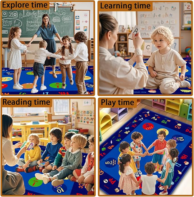 Large Classroom Rug, 6.56Ft ×9Ft Kids ABC Rugs - Image 6